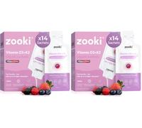 Zooki Liposomal Vitamin D3 + K2 3000IU Sachets, Mixed Berry, 14 Servings (Pack of 2)