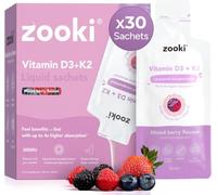 Zooki Liposomal Vitamin D3 + K2 3000IU Sachets, Mixed Berry, 30 Servings | High-strength vitamin D supplement, D3 and K2 vitamins, immune, bone and muscle support, vegan liquid sachets