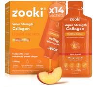 Zooki Marine Collagen 11,000mg Liquid Sachets, Mango Peach, 14 Servings | Super-strength marine collagen supplement, hydrolysed peptides, skin, hair, nails, joints, bones and muscles support