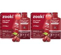 Zooki Marine Collagen 11,000mg Liquid Sachets, Sour Cherry, 14 Servings (Pack of 2)