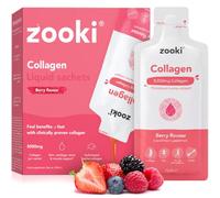 Zooki Marine Collagen 5,000mg Liquid Sachets, Berry, 14 Servings | Marine collagen supplement for women and men, skin, joints and hair support, sugar-free liquid sachets, great taste