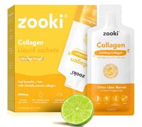 Zooki Marine Collagen 5,000mg Liquid Sachets, Citrus Lime, 14 Servings | Marine collagen supplement for women and men, skin, joints and hair support, sugar-free liquid sachets, great taste