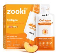 Zooki Marine Collagen 5,000mg Liquid Sachets, Mango Peach, 30 Servings | Marine collagen supplement for women and men, skin, joints and hair support, sugar-free liquid sachets, great taste