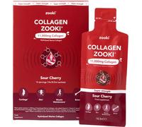 Zooki 11,000mg Super Strength Marine Collagen Liquid Sachets | Hydrolysed Peptides | Ultimate Skin, Hair, Nails, Joints, Bones & Muscles Support (Sour Cherry Flavour, 14 Servings)