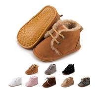 Zoolar Baby Warm Booties Newborn Boy Girl Boots Cozy Fur Shoes Lace Up Toddler Booties First Walker Winter Crib Boots brown Size: 12-18 Months Toddler
