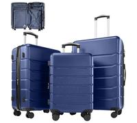 Zoolati Carry On Luggage Spinner Wheels, Hardside Carry On Suitcase Lightweight Expandable Small Luggage, Rolling Travel Suitcases Durable with TSA Lock, Blue, 20 inches, Modern