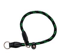 Zooleszcz Black-Green HandMade Strong Rope Rolled Slip Dog Choker Choke Collars with black leather (16")