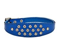 Zooleszcz BLUE Hand Made Whippet Italian Greyhound Puppy Dog Diamante Studded Leather Collar (14")