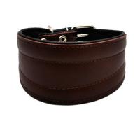 Zooleszcz BROWN Hand Made Greyhound Lurcher Whippet Real Leather Dog Puppy Collar (15.5")