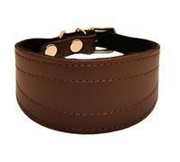 Zooleszcz BROWN Handmade GREYHOUND LURCHER WHIPPET LEATHER TOP & BLACK FELT BOTTOM DOG PUPPY COLLAR (17.5")