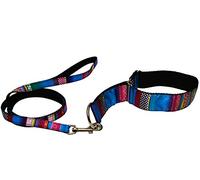 Zooleszcz MOSAIC BLUE MARTINGALE DOG COLLAR GREYHOUND LURCHER WHIPPET SIGHTHOUND & MATCHING LEAD (2)