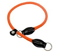 Zooleszcz ORANGE HandMade Strong Rope Rolled Slip Dog Choker Choke Collars with black leather finish (19.5")
