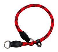 Zooleszcz Red-Black HandMade Strong Rope Rolled Slip Dog Choker Choke Collars with black leather (27.5")