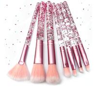 Zoolinn 7PCS Pink Unicorn Makeup Brushes Set, Kit for Blush, Lip, Foundation, Eyebrow, Loose Powder, Eye Shadow and Fan Brushes with Glitter, Creative Gift