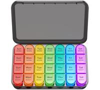 Zoolion Pill Box 4 Times a Day, 7 Days Pill Organiser Box with 28 Compartments, Weekly Pill Case for Morning Noon Evening and Bed Time