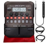 Zoom A1 FOUR Acoustic Instrument Multi-Effect Processor for Acoustic Guitar, Saxophone, Trumpet, Violin, Harmonica or Acoustic Bass + Cables & Fibertique Microfiber Cleaning Cloth