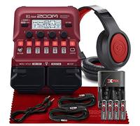 Zoom B1 Four Electric Bass Effects Processor Bass Multi-effects Pedal + SR360 Over-Ear Dynamic Stereo Headphones, XPIX Ultra High Capacity Batteries With Travel Quick Charger & Deluxe Accessory Bundle