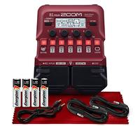 Zoom B1 Four Electric Bass Effects Processor + Cables, 4 AA Batteries & Fibertique Microfiber Cleaning Cloth