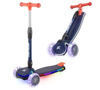 Zoom Cruzer Kids 3 Wheel Scooter - Big Wheels Light Up Scooter For Boys Age 4-10 - Height Adjustable Handlebars - Easy Foldable Design (Colour Blue)