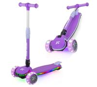 Zoom Cruzer Kids 3 Wheel Scooter - Big Wheels Light Up Scooter For Girls Age 4-10 - Height Adjustable Handlebars - Easy Foldable Design (Colour Purple)