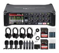 Zoom F8n Pro MultiTrack Field Recorder Bundles with 4x Zoom ZDM-1 Podcast Mic Pack with 2x 4 AA Batteries & Charger and 2x 64GB Extreme PRO Memory Card
