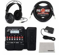 Zoom G1X FOUR Guitar Multi-Effects Processor Bundle with Samson SR850 Studio Reference Headphones, PigHog PH10 High Performance Guitar Cable, 9V Power Adapter and 99KOLB Polishing Cloth
