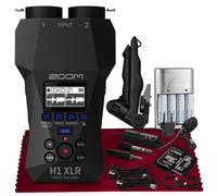 Zoom H1 XLR Handy Recorder, 32-Bit Float, 2 XLR/TRS Locking Combo Inputs, Dual AD Converters with 2 XLR Cables, Condenser Mic, Tripod, 64GB SD Card & More for Podcasters, Filmmakers, Musicians