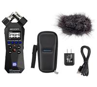 Zoom H1essential 2-Track 32-Bit Float Portable Audio Recorder Bundle with APH-1e with Hairy Windscreen, Padded Shell Case, AC Adapter, & USB C-Cable