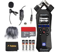 Zoom H1essential Handy Recorder Bundle with Professional Lavalier Condenser Microphone, 32GB microSDHC Card, Furry Microphone Windscreen, 4 AAA Alkaline Batteries, and More!