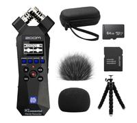 Zoom H1essential Recorder Bundle with 64GB Card, Case, Windscreens & Tripod | 32-bit float recorder bundle with 64GB microSD card, adapter, 99KOLB EVA case, furry and foam windscreens, and octopus tripod