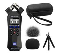 Zoom H1essential Recorder Bundle with Case, Windscreens & Tripod | 32-bit float recorder bundle with 99KOLB EVA case, furry and foam windscreens, and octopus tripod.