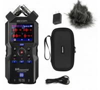 Zoom H4essential 4-Track 32-Bit Float Portable Audio Recorder Bundle with Zoom APH-4e Accessory Pack with Hairy Windscreen, Padded Shell Case, AC Adapter, & USB C-Cable