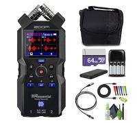 Zoom H4essential 4-Track 32-Bit Float Portable Audio Recorder With Accessibility Option, Stereo Microphones, 2 XLR/TRS Combo Inputs, USB Interface, for Musicians, Podcasters Bundle With Accessories
