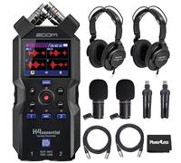 Zoom H4essential 4-Track Handy Recorder Bundle with 2x Zoom ZDM-1 Podcast Dynamic Microphone, ZHP-1 Headphones, TPS-4 Tripod, Windscreen, XLR Cable