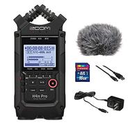 Zoom H4n Pro All Black 4-Track Portable Recorder (2020 Model) with Zoom AD-14 AC Adapter, Windbuster, 16GB Memory Card & USB Cable Bundle
