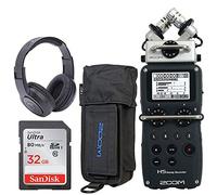 Zoom H5 4-Input / 4-Track Portable Handy Recorder with Interchangeable X/Y Mic Capsule + Zoom PCH-5 Protective Case for H5 + Samson SR350 Over-Ear Stereo Headphones + 32GB 80MB/S Memory Card