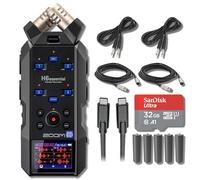 Zoom H6essential 6-Track 32-Bit Float Portable Audio Recorder with 32GB microSD Card, USB-C Cable, 10' XLR Cables, 25' Instrument Cables and AA Batteries
