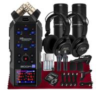 Zoom H6essential Portable Studio Recorder, H6E 32-Bit Float, 6-Track Recorder, 4XLR/TRS - 64GB SD, Tripod, Podcast Mic Pack, Rechargeable Batt, USB Cable & More-Musician Podcaster Filmmaker
