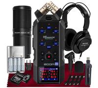 Zoom H6essential Portable Studio Recorder, H6E 32-Bit Float, 6-Track Recorder, 4XLR/TRS - 64GB SD, Tripod, Podcast Mic Pack, Rechargeable Batteries & More for Musician Podcaster Filmmaker