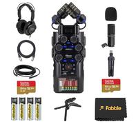 Zoom H6studio Handy Recorder Bundle with ZDM-1 Podcast Mic Packs, Headphones, Tabletop Stands, XLR Cables, Windscreens, 2X Memory Cards, Batteries, and Accessories
