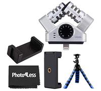 Zoom iQ6 X/Y Stereo Microphone for iPhone/iPad + Folding Smartphone Tripod Adapter + 12" Large Rubberized Spider Tripod + Photo4Less Cleaning Cloth - Top Value Bundle