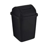 ZOOM Plastic Swing Top Bin 5L Waste Paper Rubbish Trash Can Square Small Swing Top Desktop Kitchen Bathroom Garbage Dustbin, 5 Litre (Black)