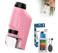 Zoom Pocket Microscope - Portable Handheld Mini Microscope with LED Lights for Kids, Ideal for Educational Science Exploration and Outdoor Activities