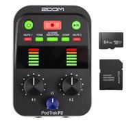 Zoom PodTrak P2 Podcast Recorder Bundle with 64GB MicroSD Card and Adapter