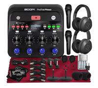 Zoom PodTrak P4next Podcast Recorder, Portable Multitrack Audio Recording w/ 4 Mic Inputs Includes 2 Handheld Mic, 2 Headphones, 2 Mic Stand, Rechargeable Batt for Interviews, Remote Guest Recording