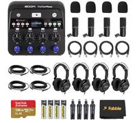 Zoom PodTrak P4next Portable Multitrack Podcast Recorder Bundle with Microphones, Headphones, Windscreens, Desktop Mic Stand, 128 GB microSDXC Memory Card, 4 AA Batteries & Charger