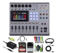 Zoom PodTrak P8 Podcast Recorder Battery Powered Bundle | 6 Mic Inputs, 6 Headphone Outputs, 9 Sound Pads, Onboard Editing