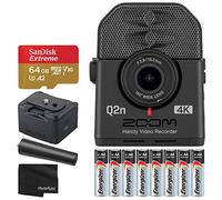 Zoom Q2n-4K Ultra High Definition Handy Video Recorder Mic Clip Adapter BCQ-2n Battery Pack + 64GB Extreme Memory Card + AA Batteries - Ultimate Accessory Bundle