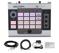 Zoom V3 Vocal Processor Bundle with 20 ft XLR Cable + 18.6 ft Instrument Cable + 9V Power Supply + Cloth (5 Items)