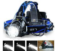 Zoomable T6 LED Headlamp - Waterproof, Adjustable Handsfree Head Torch, 90000LM, IP65, 3 Modes (High/Low/Strobe) - 2x18650 Batteries Not Included